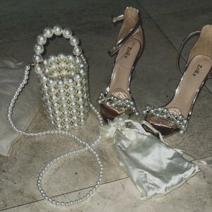 Pearl shoes and purse combo